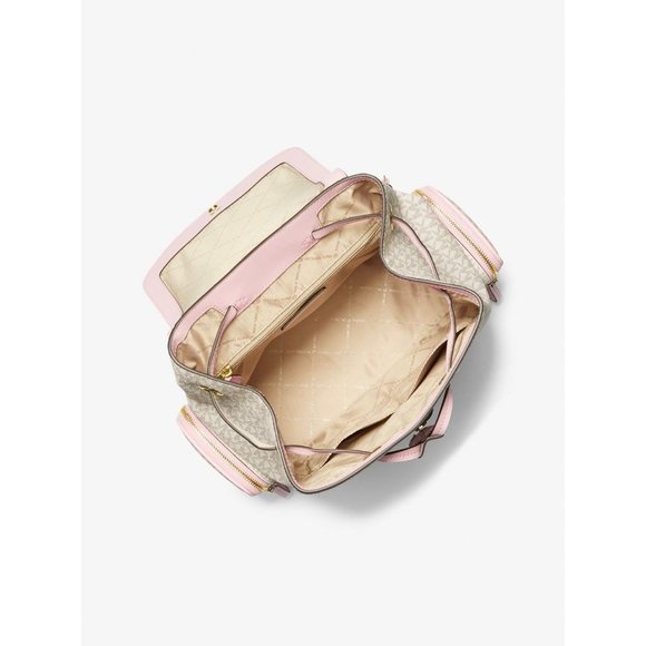 Michael Kors Backpack Jet Set MK Logo Large Chain Backpack Powder Blush Multi - Picture 9 of 11